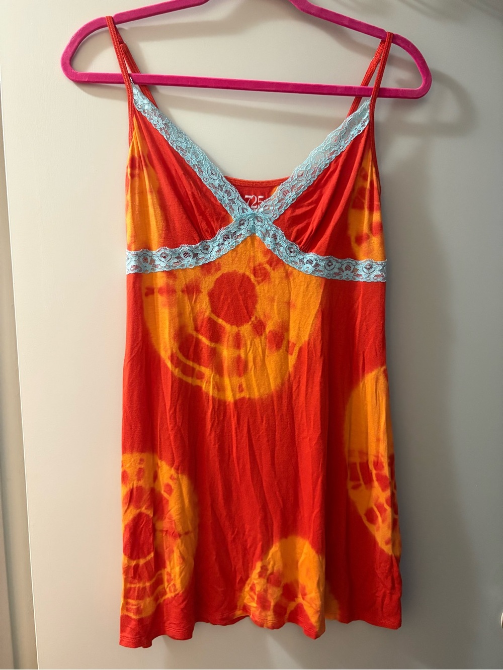 Tie-Dye Lace-Trim tank top